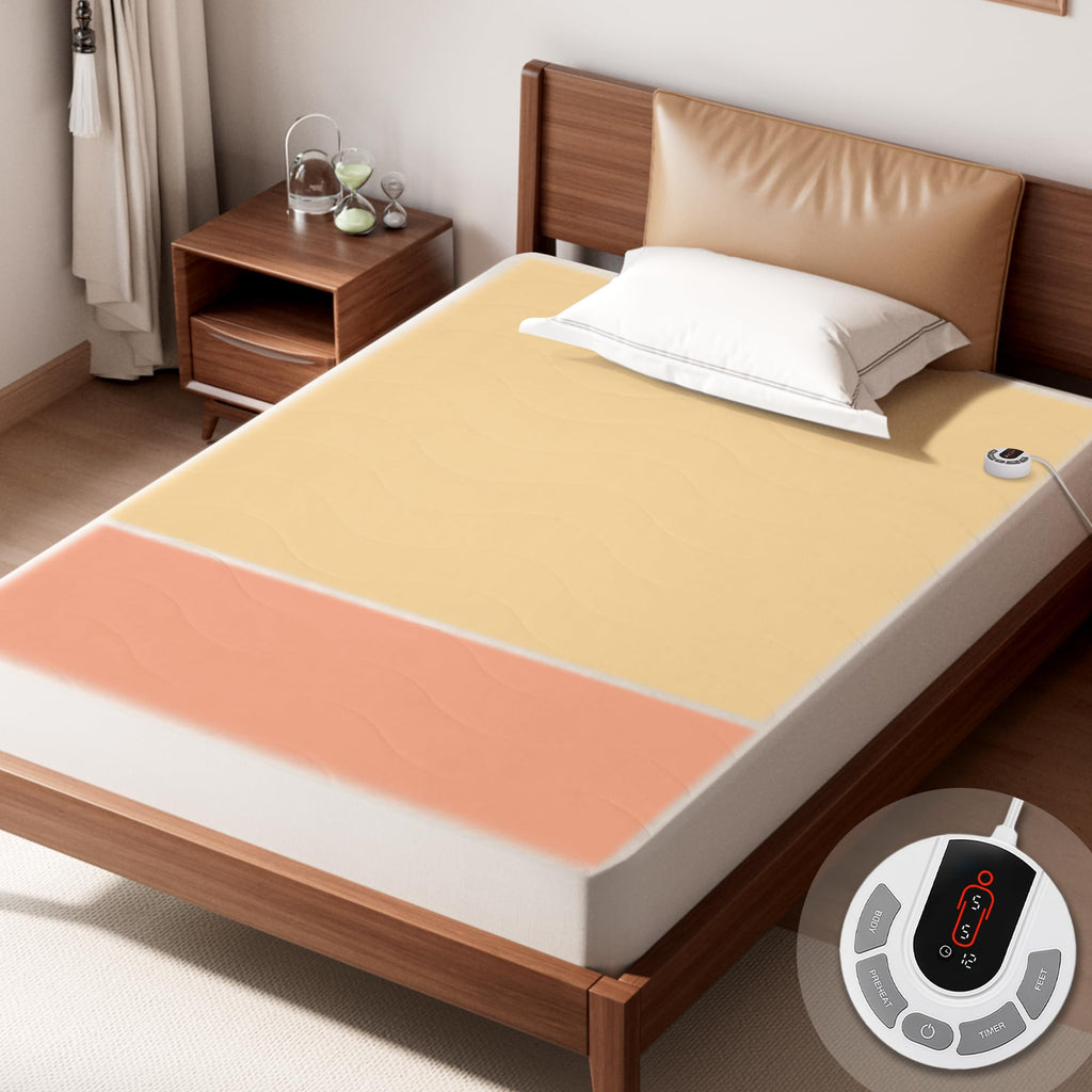 Gotcozy Heated Mattress Pad King Size Dual Control - Electric Mattress Pad Fit up to 15‘’ with 6 Heat Setting & 10 Hour Auto Off ETL Certified Machine Washable(White)