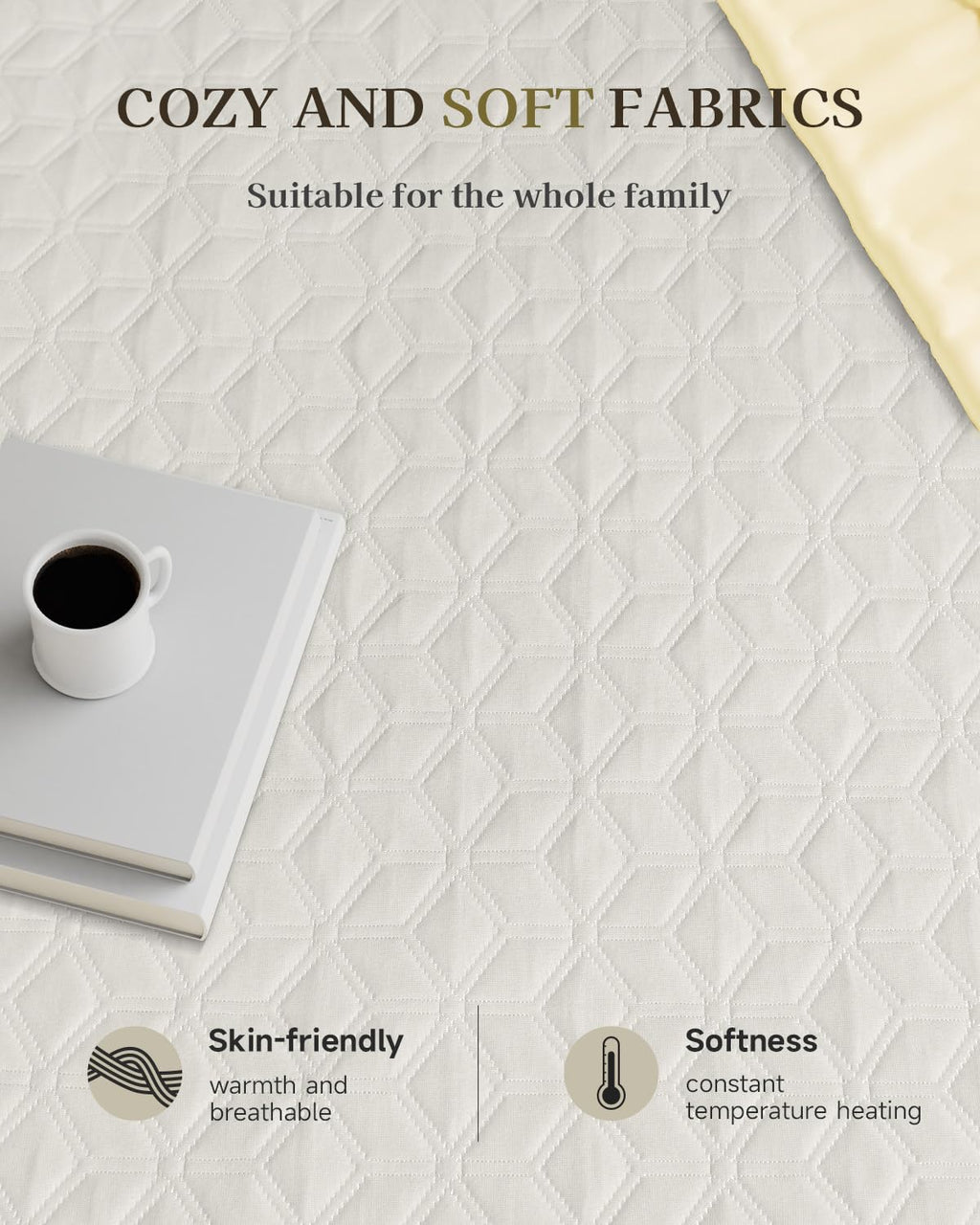 Gotcozy Heated Mattress Pad King Size Dual Control - Electric Mattress Pad Fit up to 15‘’ with 6 Heat Setting & 10 Hour Auto Off ETL Certified Machine Washable(White)