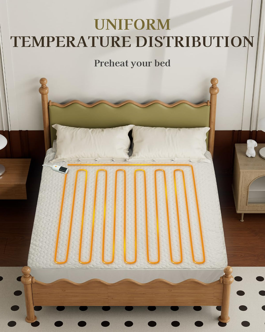 Gotcozy Heated Mattress Pad King Size Dual Control - Electric Mattress Pad Fit up to 15‘’ with 6 Heat Setting & 10 Hour Auto Off ETL Certified Machine Washable(White)