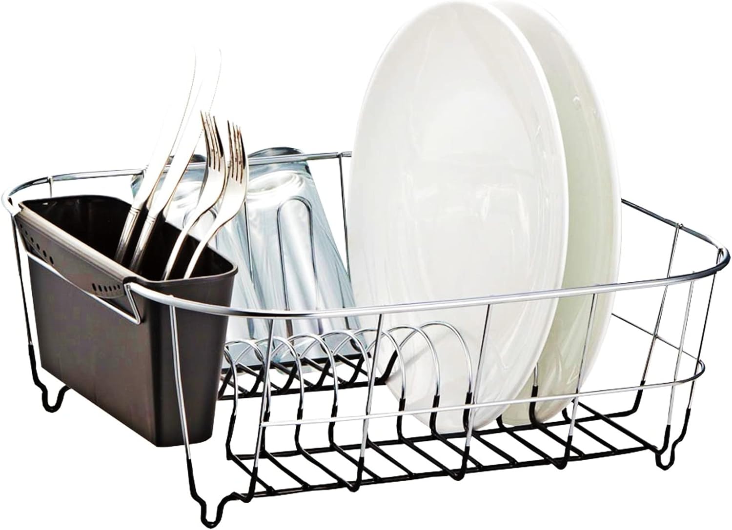 Deluxe Chrome-plated Steel Small Dish Drainers (Black)