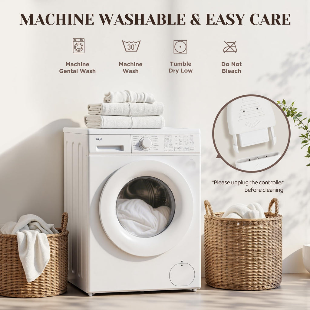 Gotcozy Heated Mattress Pad King Size Dual Control - Electric Mattress Pad Fit up to 15‘’ with 6 Heat Setting & 10 Hour Auto Off ETL Certified Machine Washable(White)