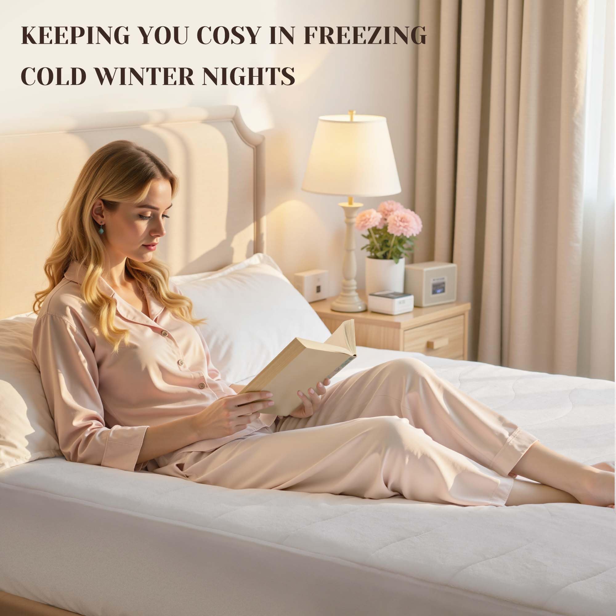 Gotcozy Heated Mattress Pad King Size Dual Control - Electric Mattress Pad Fit up to 15‘’ with 6 Heat Setting & 10 Hour Auto Off ETL Certified Machine Washable(White)