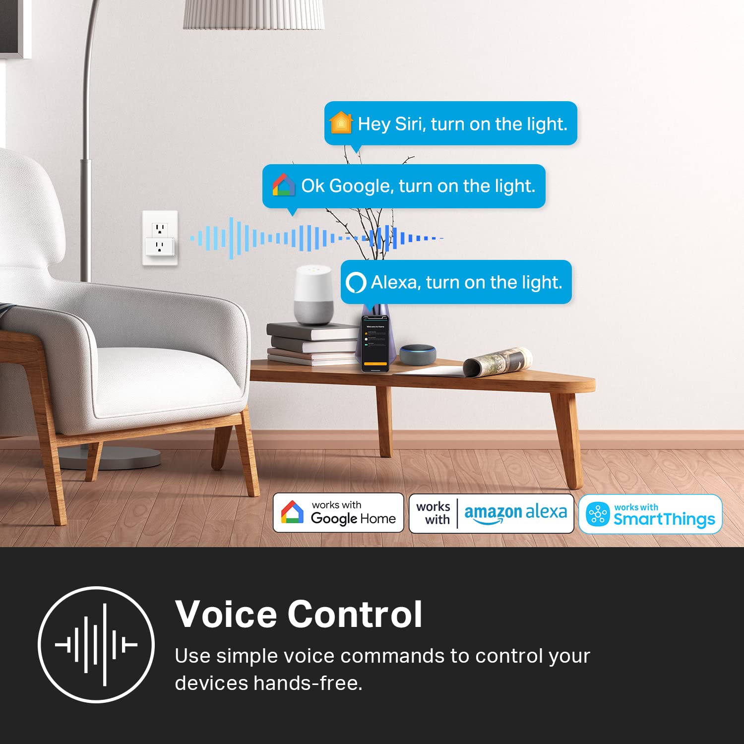 Kasa Smart Plug Mini by TP-Link (HS103P2) - Smart Home WiFi Outlet Works with Alexa, Echo and Google Home, No Hub Required, Remote Control, 2.4GHz WiFi Required, 15 Amp, UL Certified, 2-Pack, White