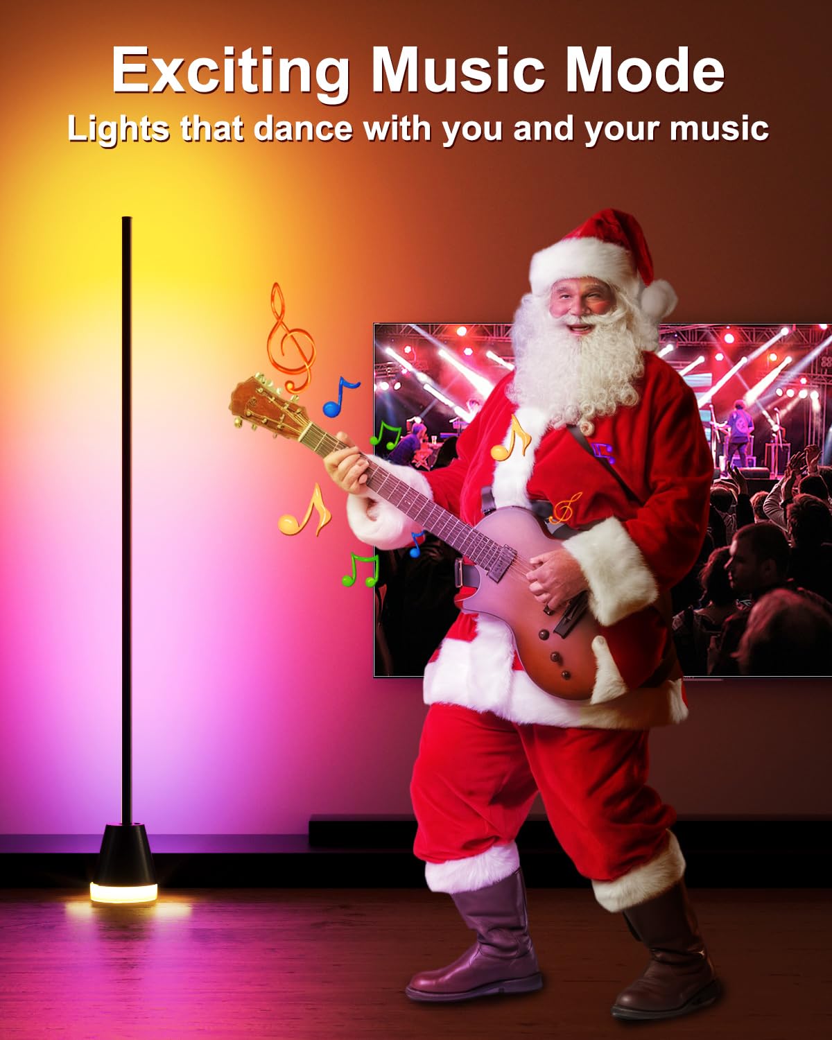 Keepsmile Smart RGB LED Corner Floor Lamp,172 LEDs Standing Lamps for Living Room with APP and Remote,Modern Floor Lamp with Music Sync and 16 Million Colors, Ambient Lighting for Bedroom Carbon Black