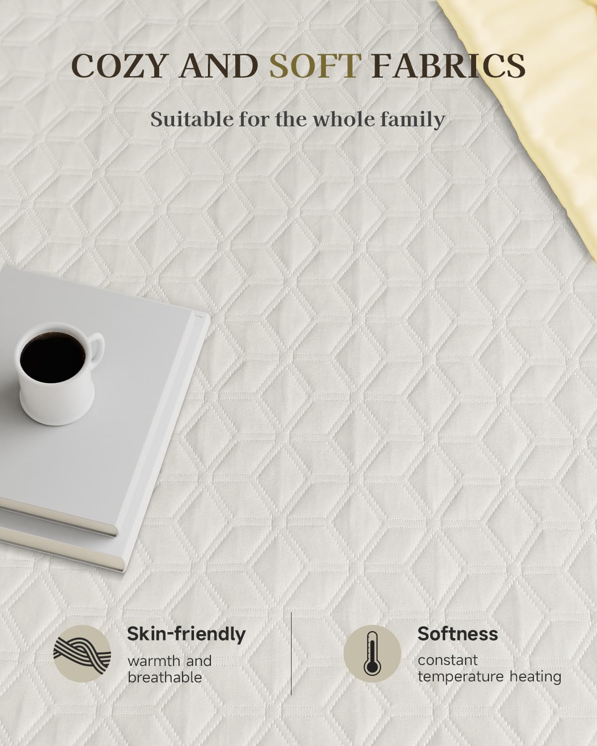 Gotcozy Heated Mattress Pad King Size Dual Control - Electric Mattress Pad Fit up to 15‘’ with 6 Heat Setting & 10 Hour Auto Off ETL Certified Machine Washable(White)