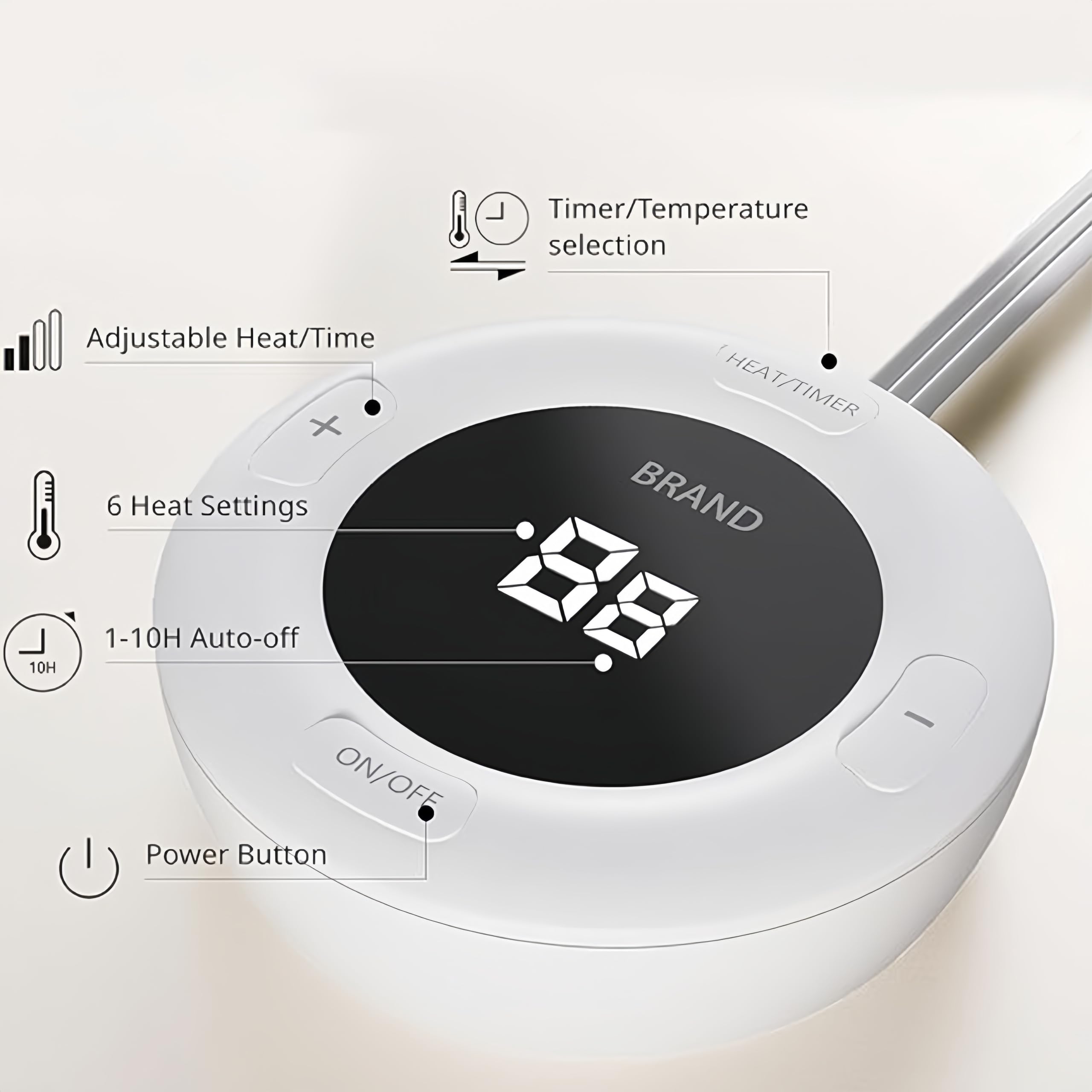 Gotcozy Heated Mattress Pad King Size Dual Control - Electric Mattress Pad Fit up to 15‘’ with 6 Heat Setting & 10 Hour Auto Off ETL Certified Machine Washable(White)