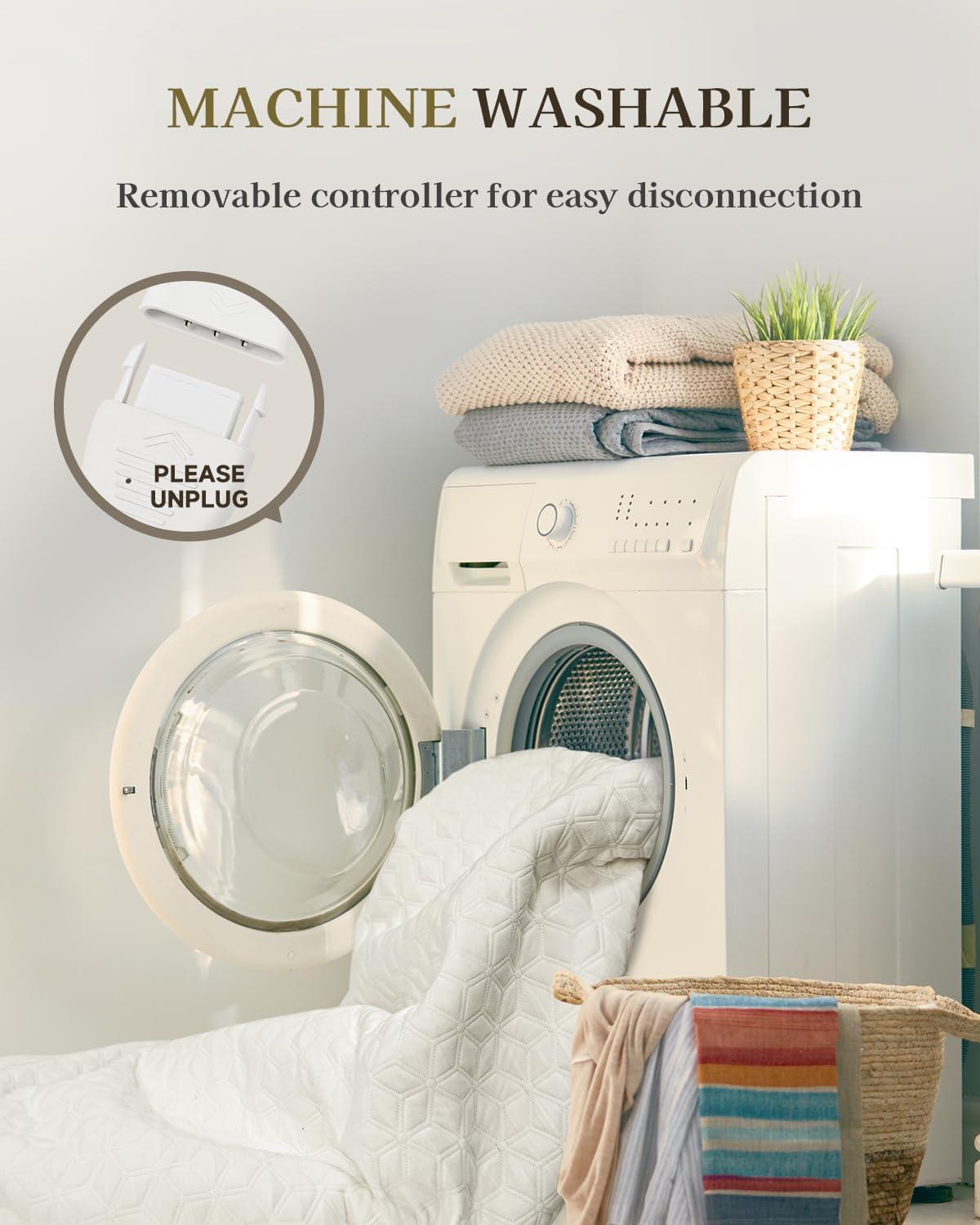 Gotcozy Heated Mattress Pad King Size Dual Control - Electric Mattress Pad Fit up to 15‘’ with 6 Heat Setting & 10 Hour Auto Off ETL Certified Machine Washable(White)