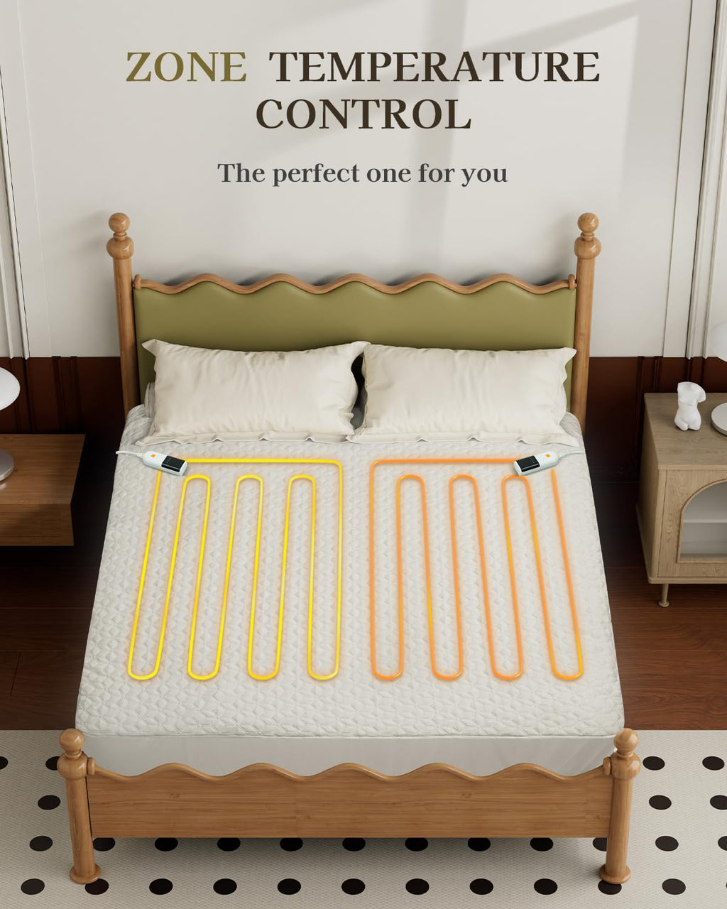 Gotcozy Heated Mattress Pad King Size Dual Control - Electric Mattress Pad Fit up to 15‘’ with 6 Heat Setting & 10 Hour Auto Off ETL Certified Machine Washable(White)