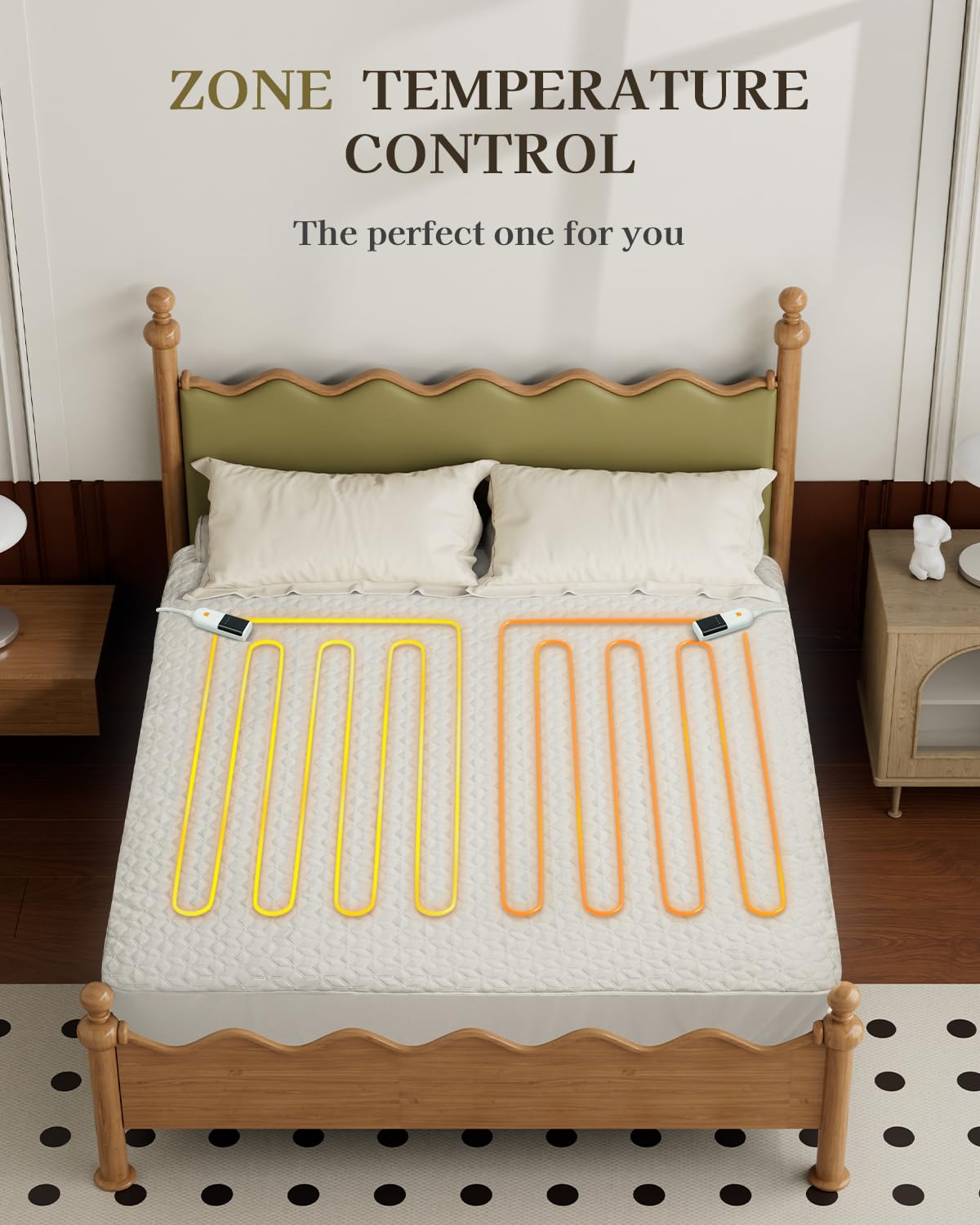 Gotcozy Heated Mattress Pad King Size Dual Control - Electric Mattress Pad Fit up to 15‘’ with 6 Heat Setting & 10 Hour Auto Off ETL Certified Machine Washable(White)