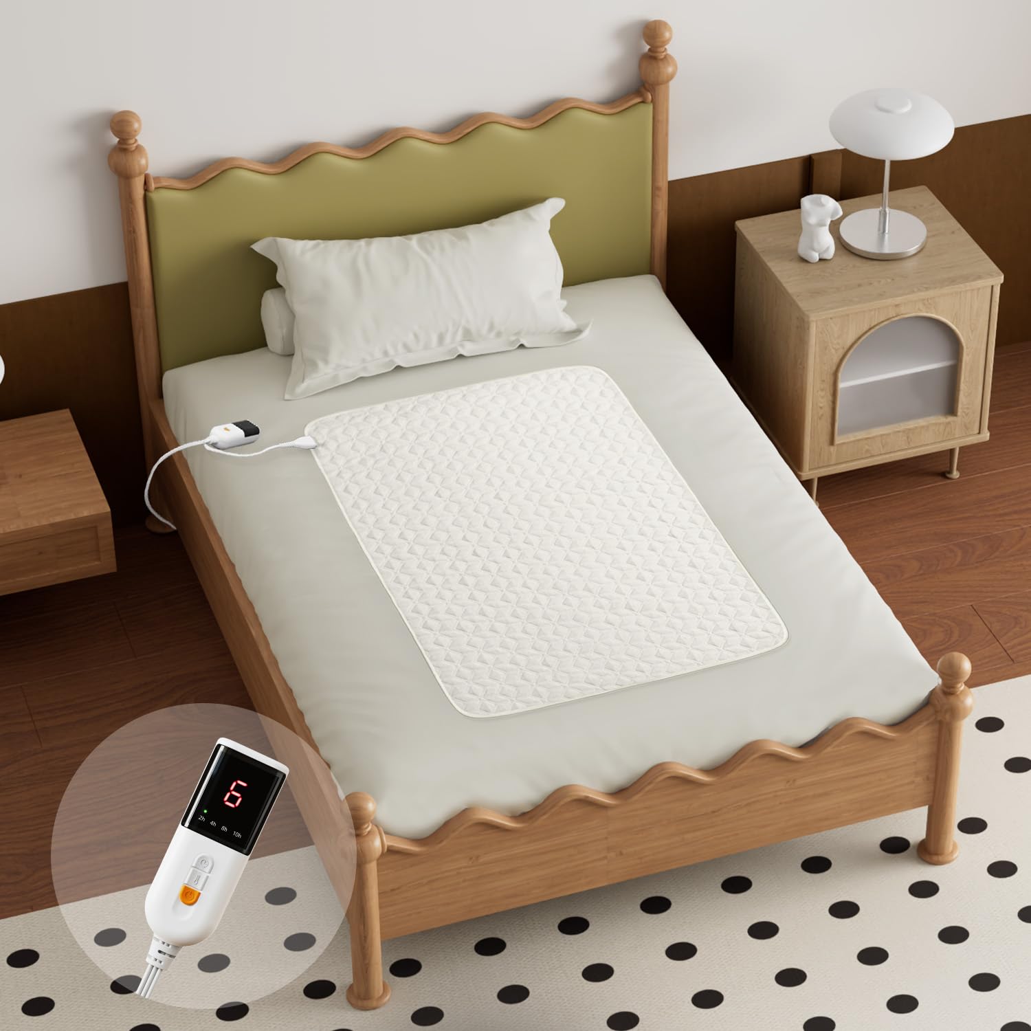 Gotcozy Heated Mattress Pad King Size Dual Control - Electric Mattress Pad Fit up to 15‘’ with 6 Heat Setting & 10 Hour Auto Off ETL Certified Machine Washable(White)