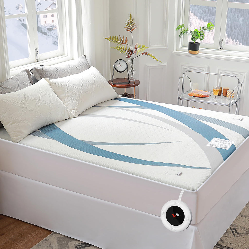 Gotcozy Heated Mattress Pad King Size Dual Control - Electric Mattress Pad Fit up to 15‘’ with 6 Heat Setting & 10 Hour Auto Off ETL Certified Machine Washable(White)